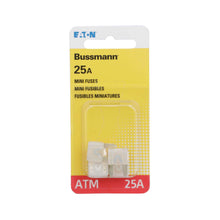 Load image into Gallery viewer, Atm-25 Amp Blade Fuse-5 Per Card - Bussman Fuses BP-ATM-25-RP