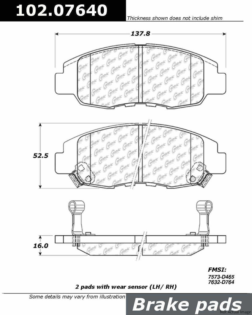 C-Tek Semi-Metallic Brake Pads with Shims - Centric Parts 102.07640