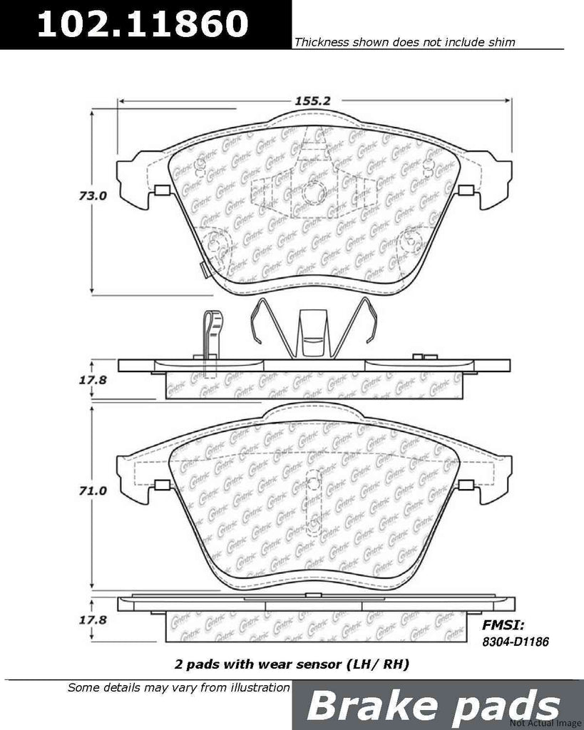 Brake Pad Set, Front - Centric Parts 102.11860