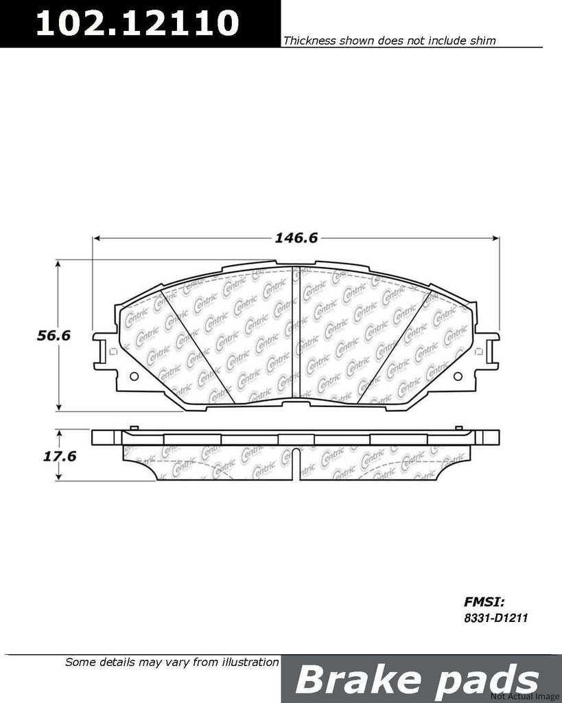 C-Tek Semi-Metallic Brake Pads with Shims - Centric Parts 102.12110