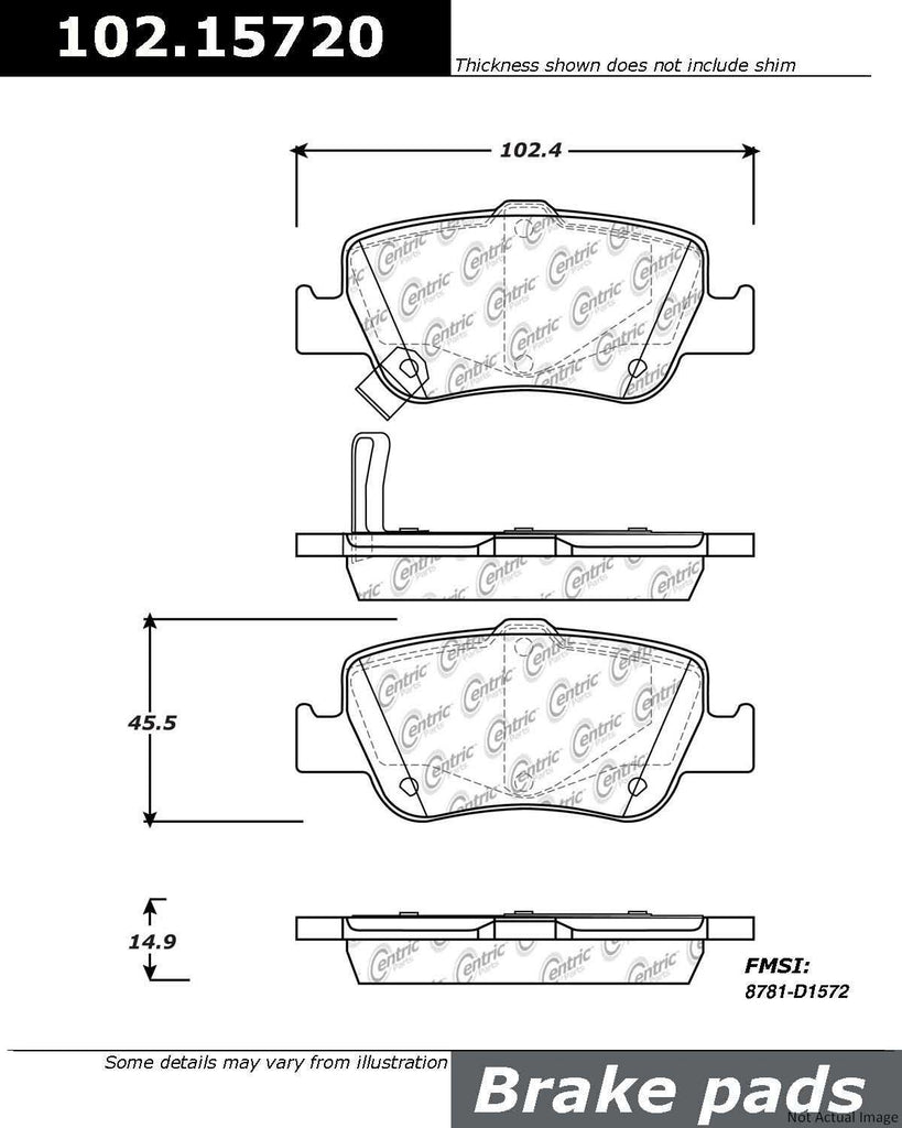 C-Tek Semi-Metallic Brake Pads with Shims - Centric Parts 102.15720