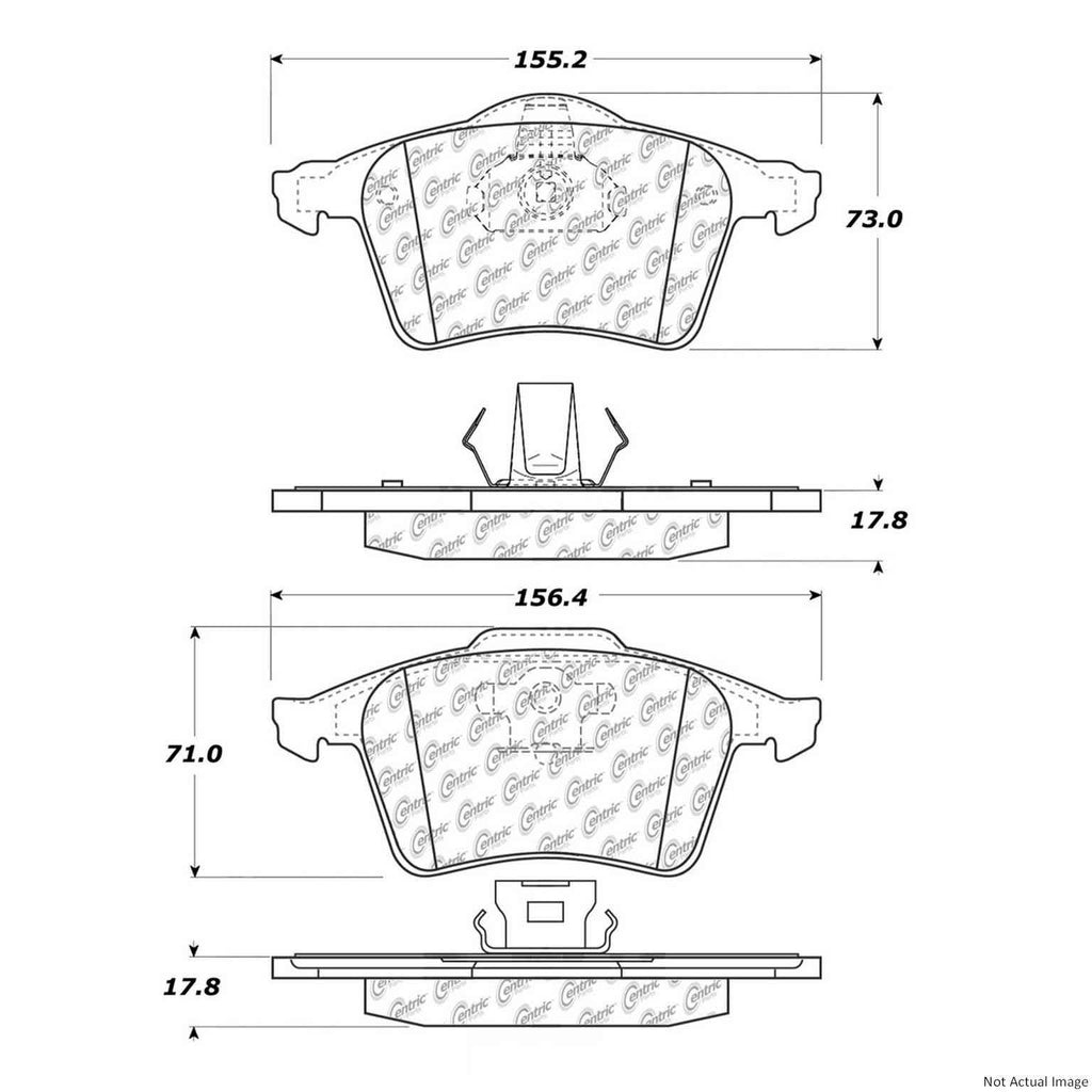 Posi-Quiet Semi-Metallic Brake Pads with Hardware - Centric Parts 104.09152