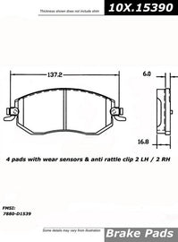 Posi-Quiet Ceramic Brake Pads with Shims and Hardware - Centric Parts 105.15390