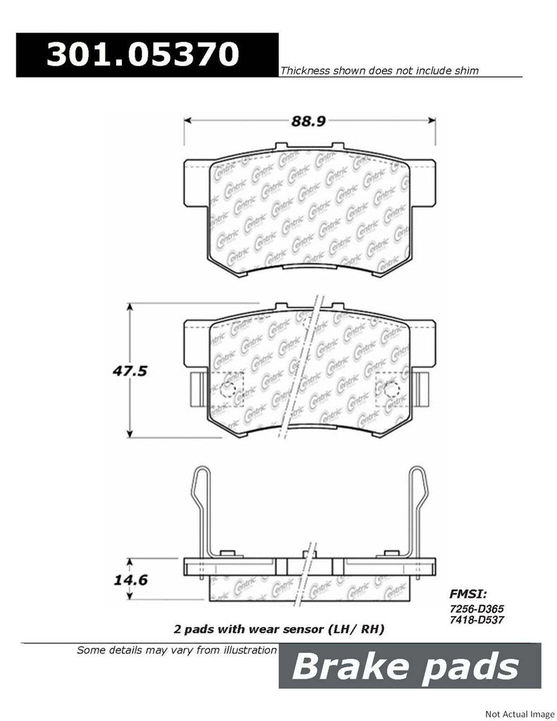 Centric Premium Ceramic Brake Pads with Shims and Hardware - Centric Parts 301.05370
