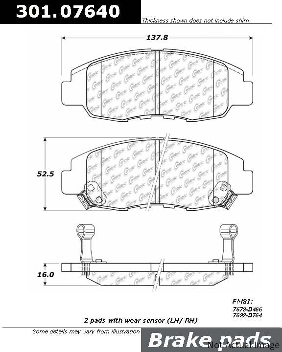 Centric Premium Ceramic Brake Pads with Shims and Hardware - Centric Parts 301.07640