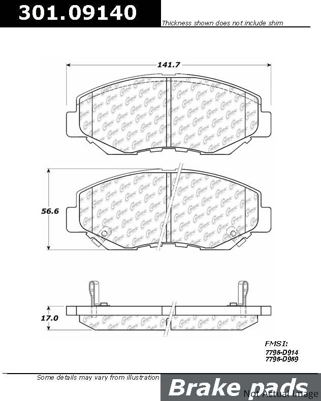 Centric Premium Ceramic Brake Pads with Shims and Hardware - Centric Parts 301.09140
