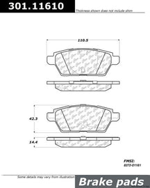 Brake Pad Set, Rear - Centric Parts 301.11610