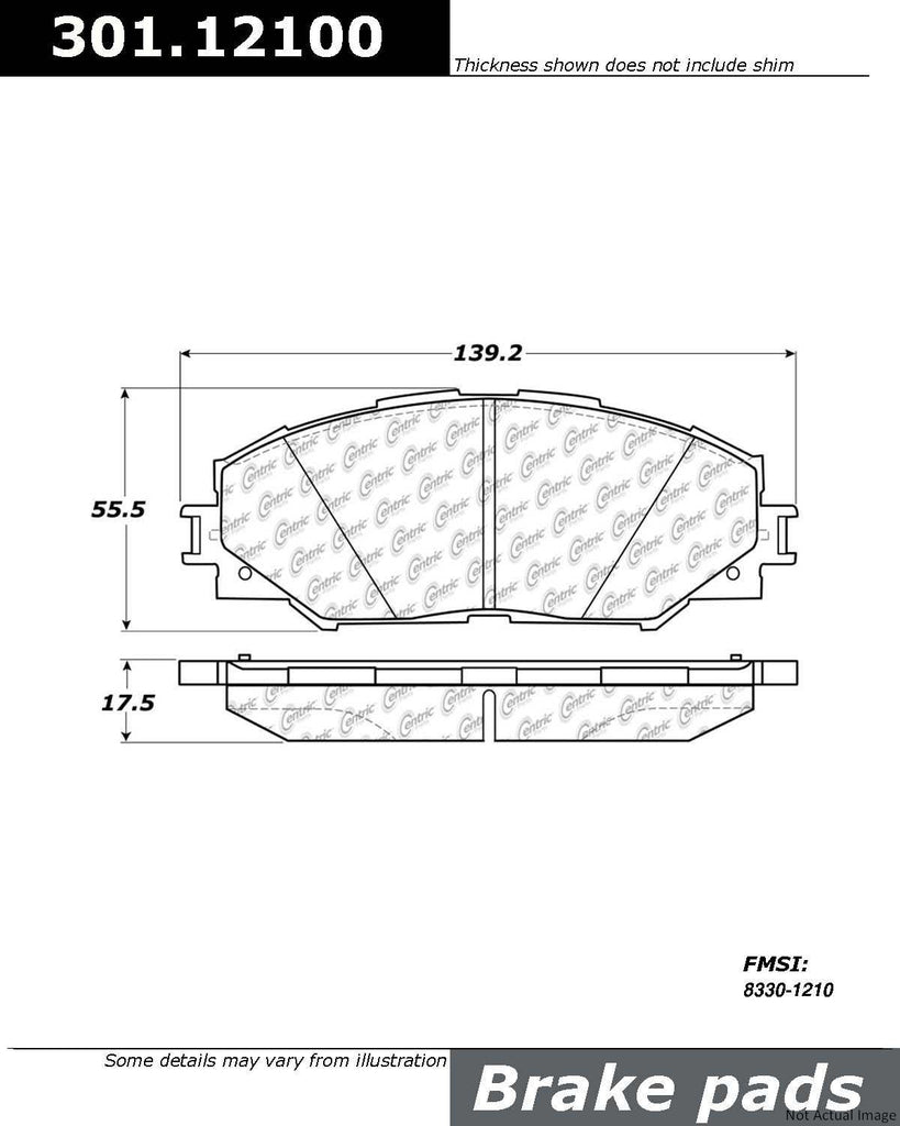 Centric Premium Ceramic Brake Pads with Shims and Hardware - Centric Parts 301.12100