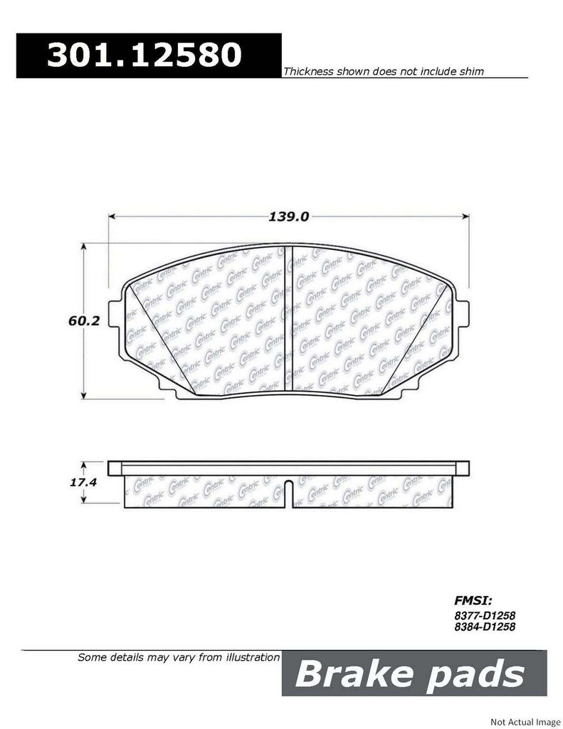 Centric Premium Ceramic Brake Pads with Shims and Hardware - Centric Parts 301.12580