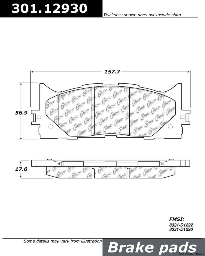 Centric Premium Ceramic Brake Pads with Shims and Hardware - Centric Parts 301.12930