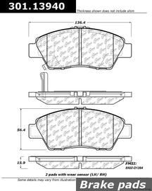 Centric Premium Ceramic Brake Pads with Shims - Centric Parts 301.13940