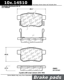 Centric Premium Ceramic Brake Pads with Shims and Hardware - Centric Parts 301.14510