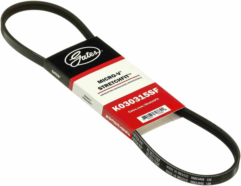 Stretch Fit Micro-V Serpentine Drive Belt - Gates K030315SF